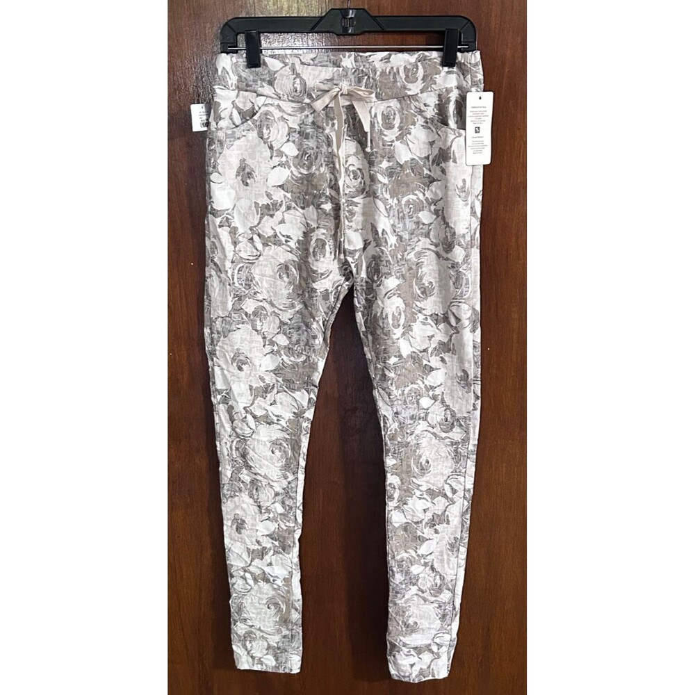 MODA Made in Italy Women's sz S/M Floral Tapered leg Pull on Pant